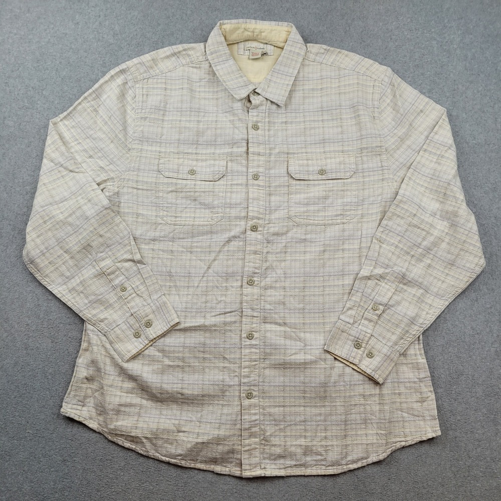 Carbon2Cobalt Button Down Shirt Mens XL Seersucker Plaid Long Sleeve Cotton
